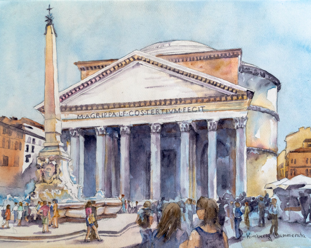 Il Pantheon, Roma Art | Kimberly Cammerata - Watercolors of the Sun: Paintings of Italy