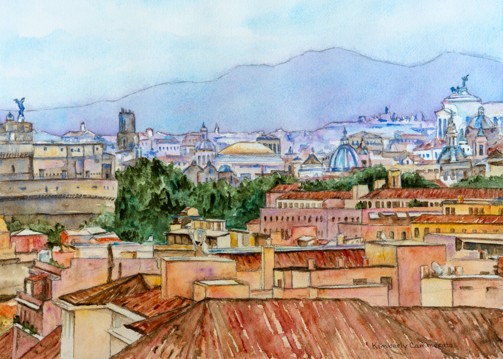 Rooftops Of Rome Art | Kimberly Cammerata - Watercolors of the Sun: Paintings of Italy