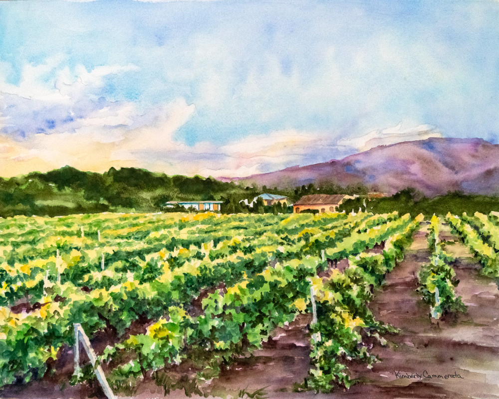 Vineyards On Etna, Sicilia Art | Kimberly Cammerata - Watercolors of the Sun: Paintings of Italy