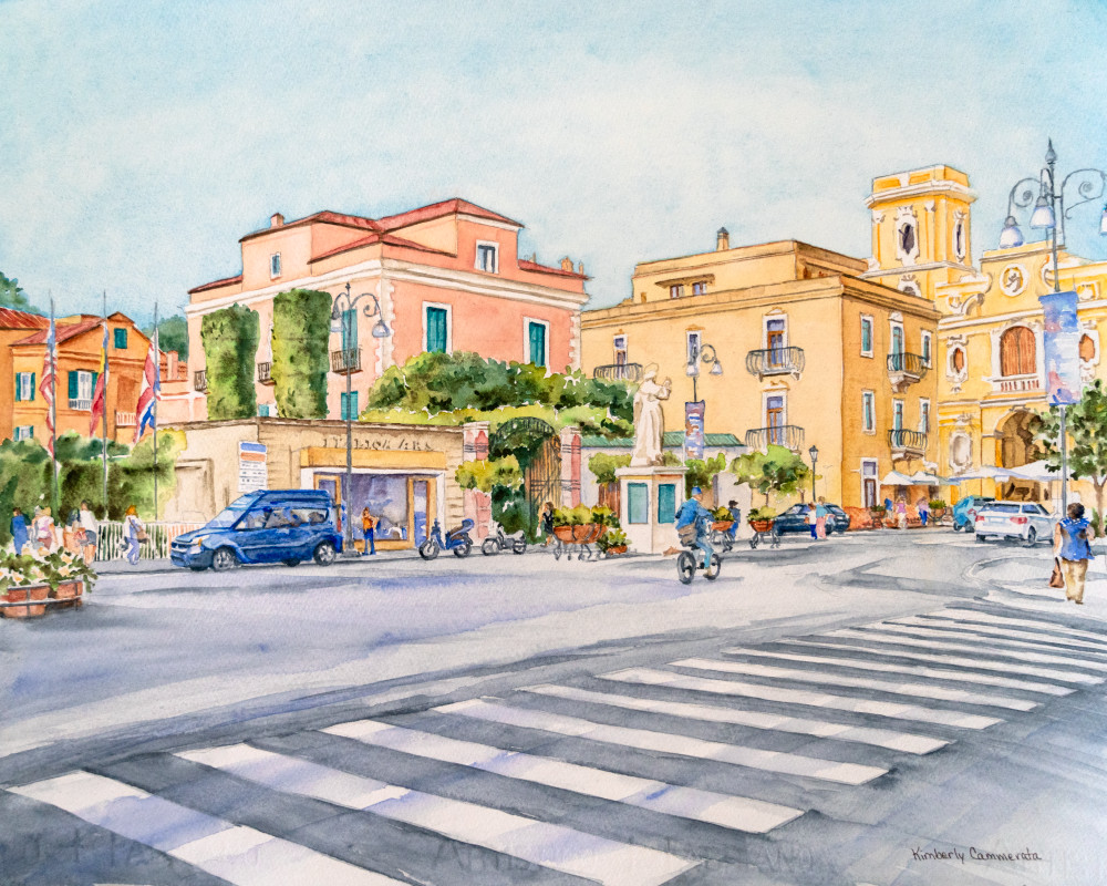 Piazza Tasso, Sorrento Art | Kimberly Cammerata - Watercolors of the Sun: Paintings of Italy