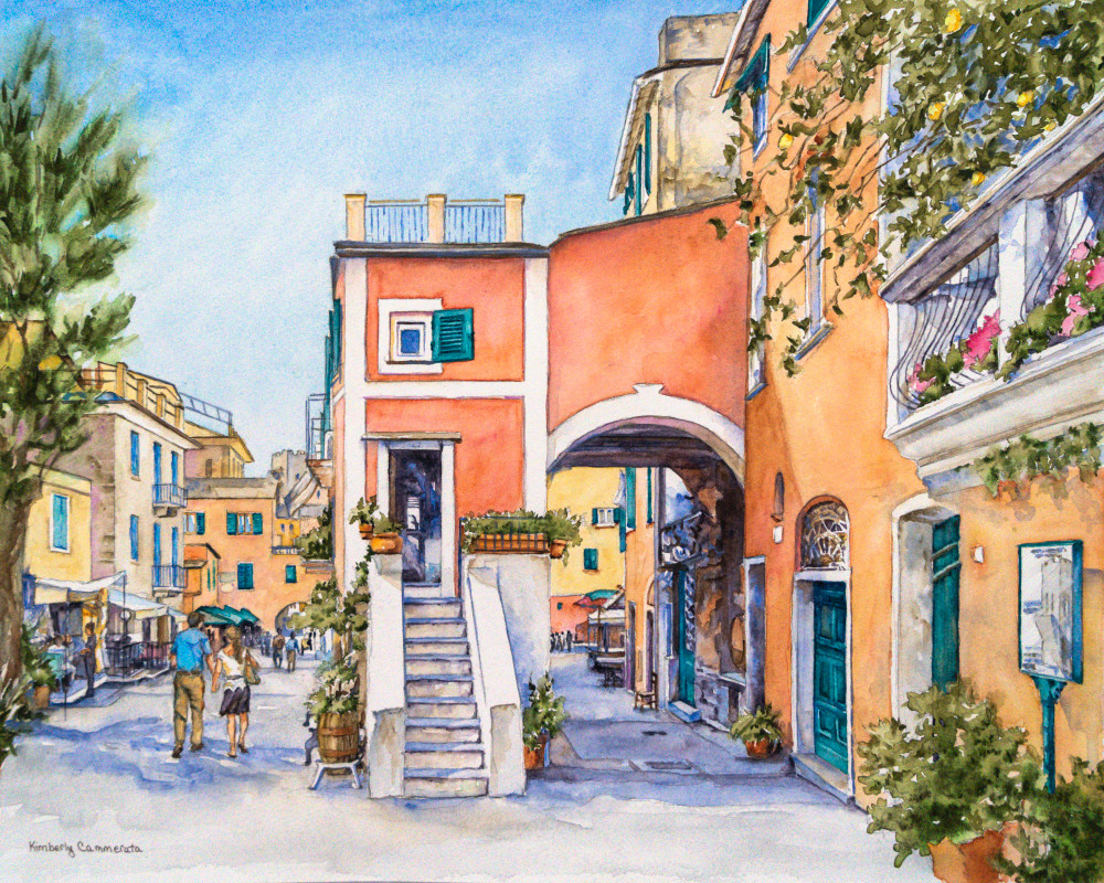Monterosso Al Mare, Cinque Terre Art | Kimberly Cammerata - Watercolors of the Sun: Paintings of Italy