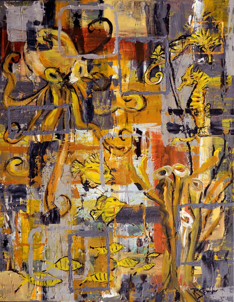 Yellow Underwater Abstract Art | RSchaefer Art