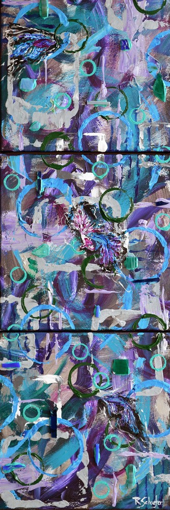 Blue And Purple Abstract With Beta Fish Art | RSchaefer Art