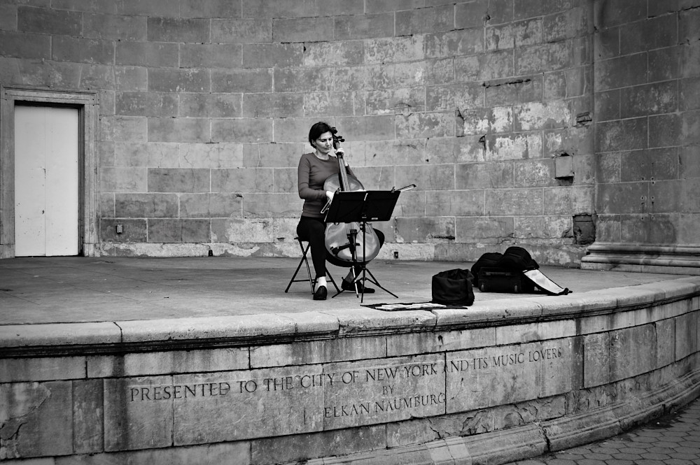 Cellist Band Shell Central Park 2009 Bw Photography Art | Nick Levitin Photography