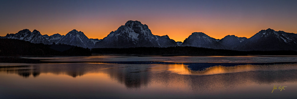 Jackson Lake Sunset Panoramic Photography Art | John Kennington Photography
