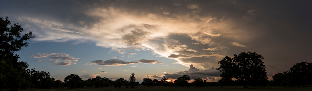 Storm Clouds at Sunset Pano, Damon, Texas