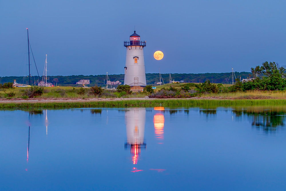 Edgartown Light Summer Moon Refelction Art | Michael Blanchard Inspirational Photography - Crossroads Gallery