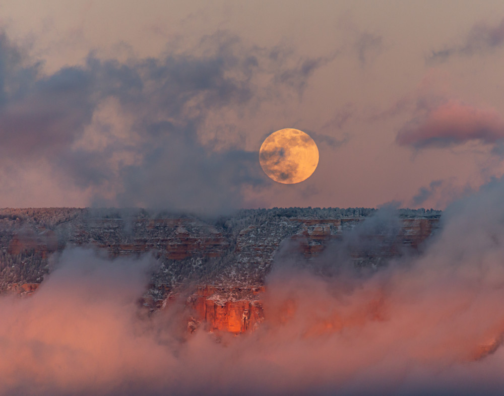 Full Moon Rising Over The Grand Canyon At Sunset Photography Art | Catherine Balck Photography