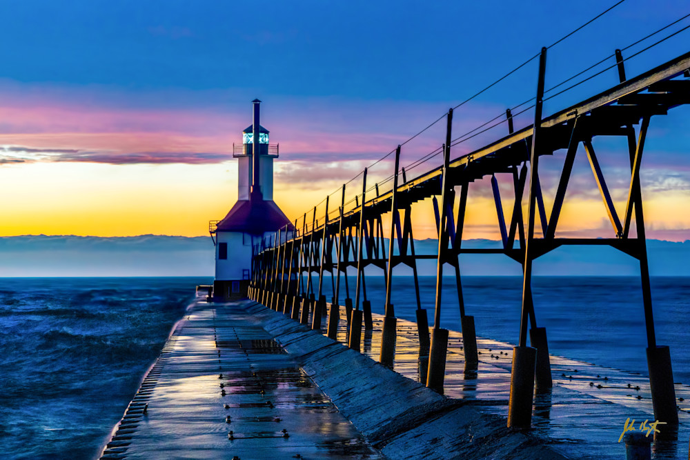 Evening Light At St Joseph North Pier Light  Photography Art | John Kennington Photography