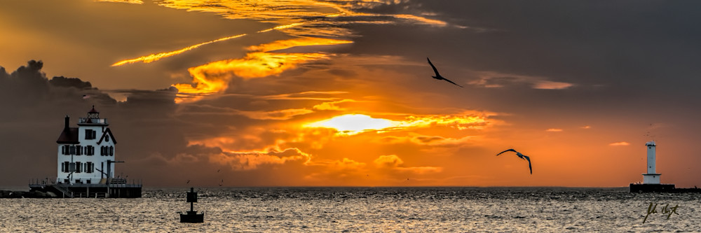 Lorain Harbor Lighthouse Sunset  Photography Art | John Kennington Photography
