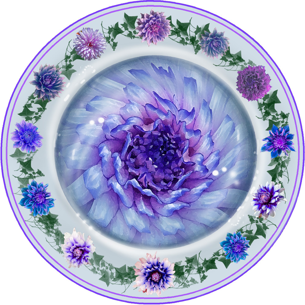 Blue Dahlia Plate  Art | Art from the Soul