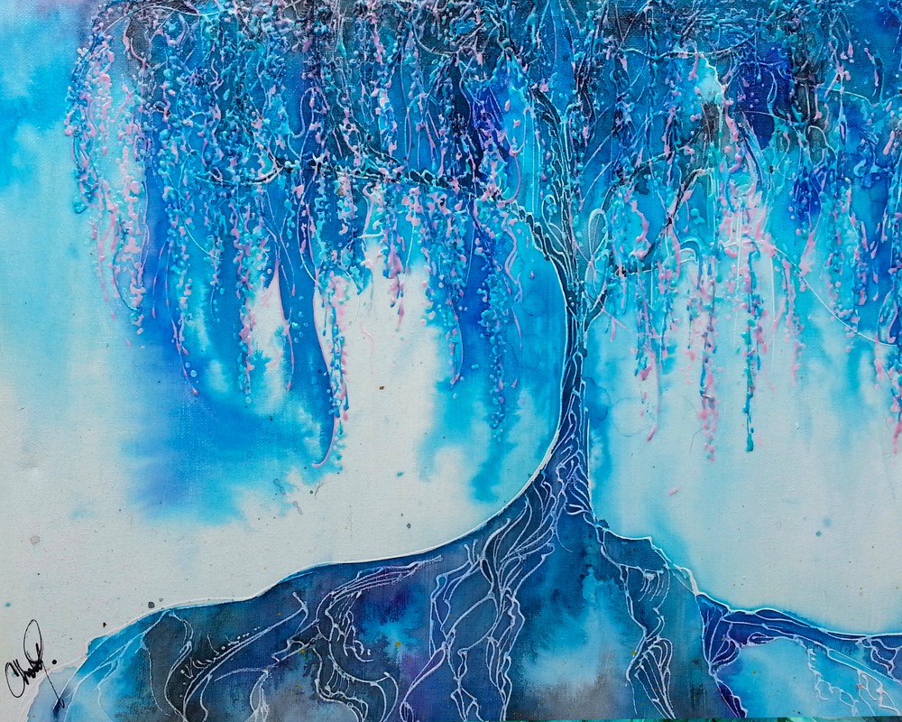 Cyan Dream Willow Painting