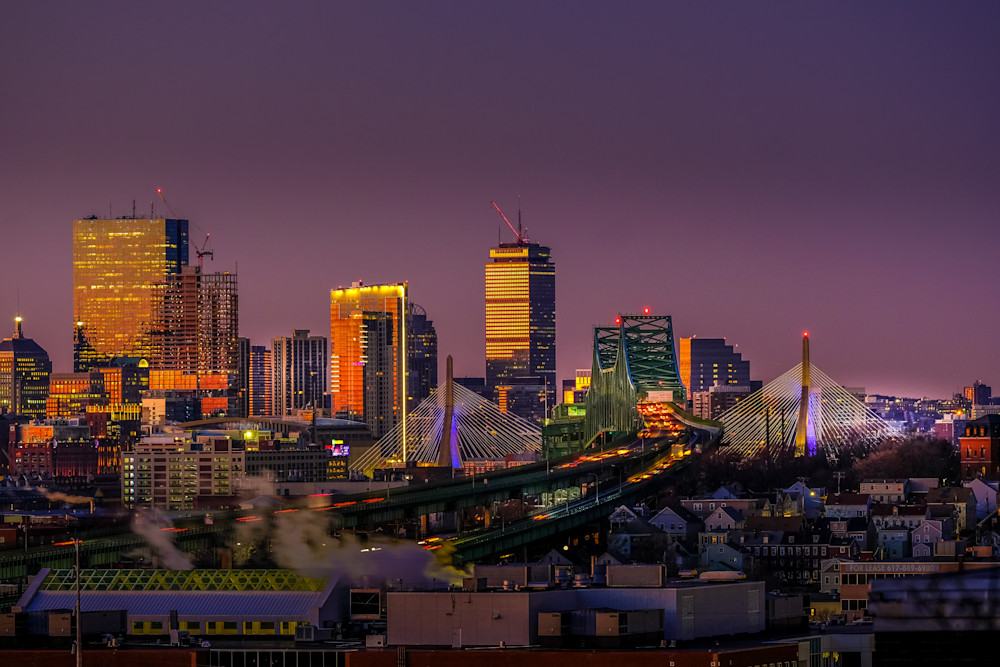 Boston Skyline Views, Purple Dawn Photography Art | Morgane Mathews Fine Art Photography