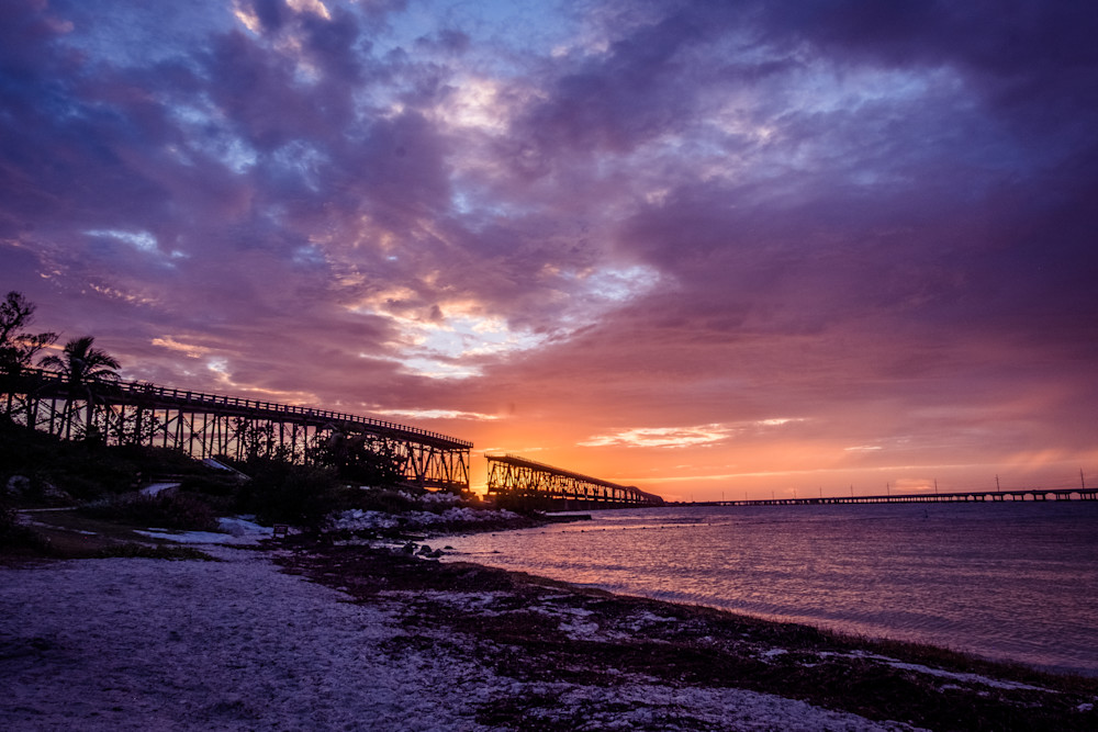 Florida Keys Sunset Interrupted Bridge 2 Purples 2 Photography Art | Morgane Mathews Fine Art Photography