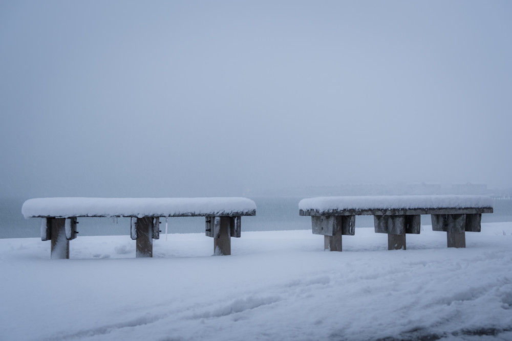 Snow Covered Benches 2 Photography Art | Morgane Mathews Fine Art Photography