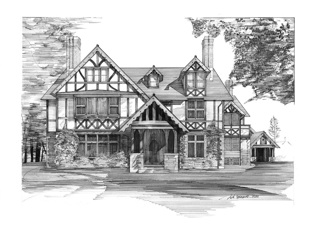 Campbell House Without Footer Art | Pen and Ink Art, LLC