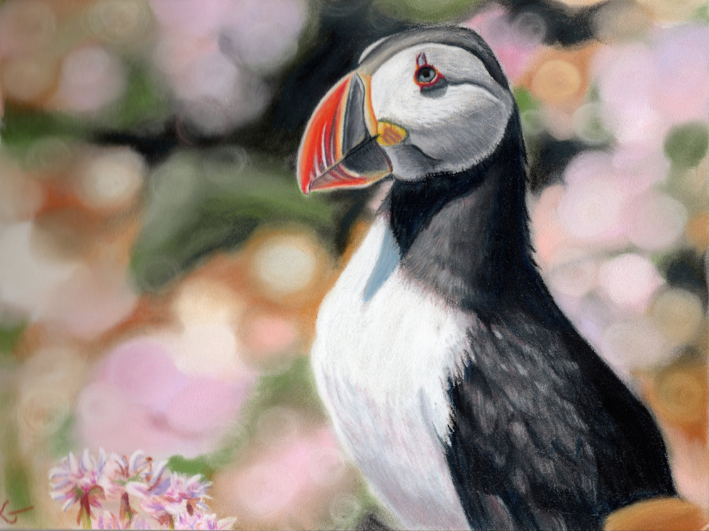 Pretty In Pink Puffin Art | Alexis King Artworks 