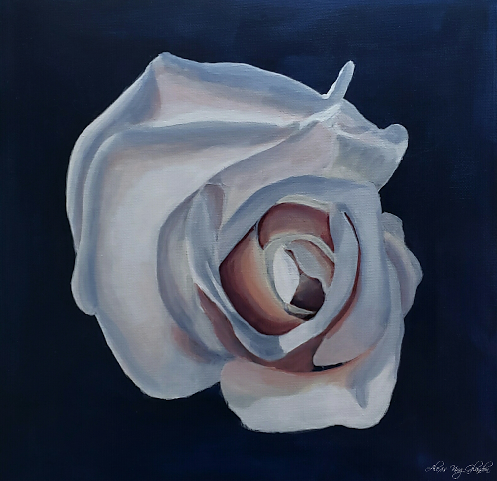 Indigo White Rose Art | Alexis King Artworks 