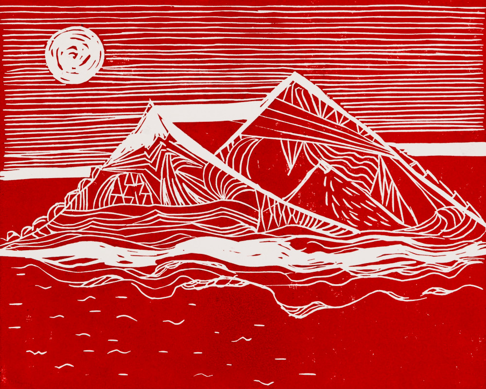 Moon Mountain Red Art | Jora Nelstein