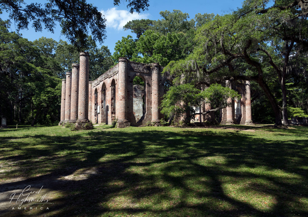 The Old Sheldon Church Ruins,  a historic site in Beaufort County, South Carolina. The building was originally known as Prince William's Parish Church. Built abetween 1745 and 1753, Prince William's was burned by the British in 1779 during the Revol