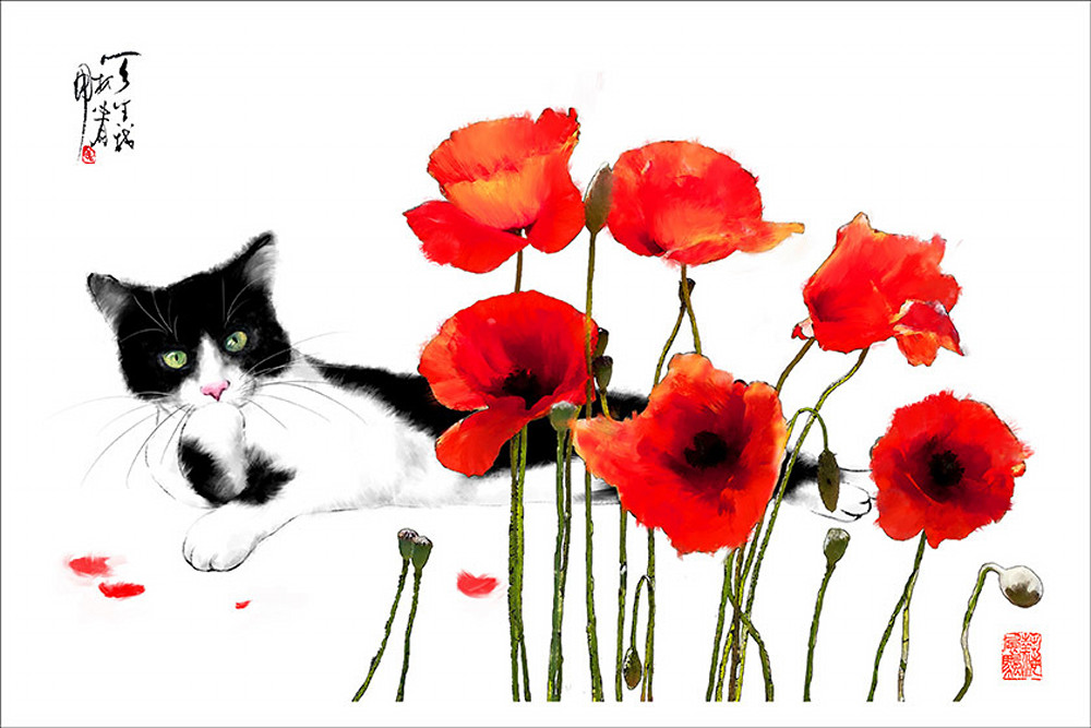 Cat And Poppy Art | Cheng Yan Studio