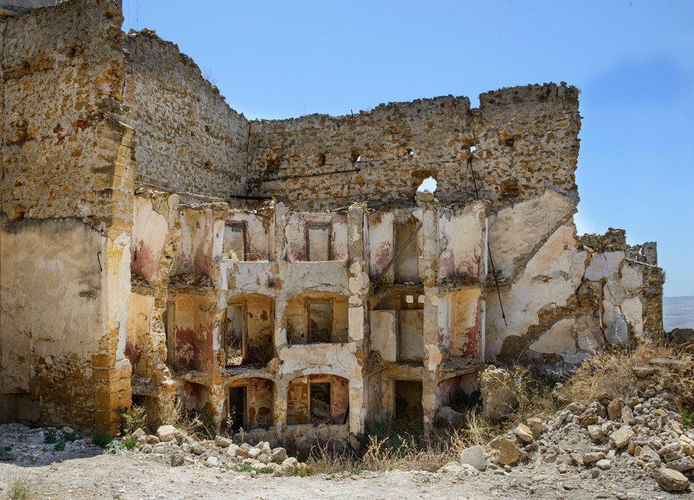 Ruins of Old Town Poggioreale, Sicily in 2019