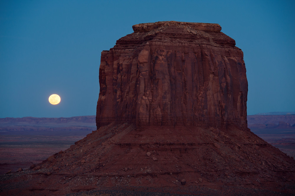 Amazing landscape fine art print of desert moonrise.