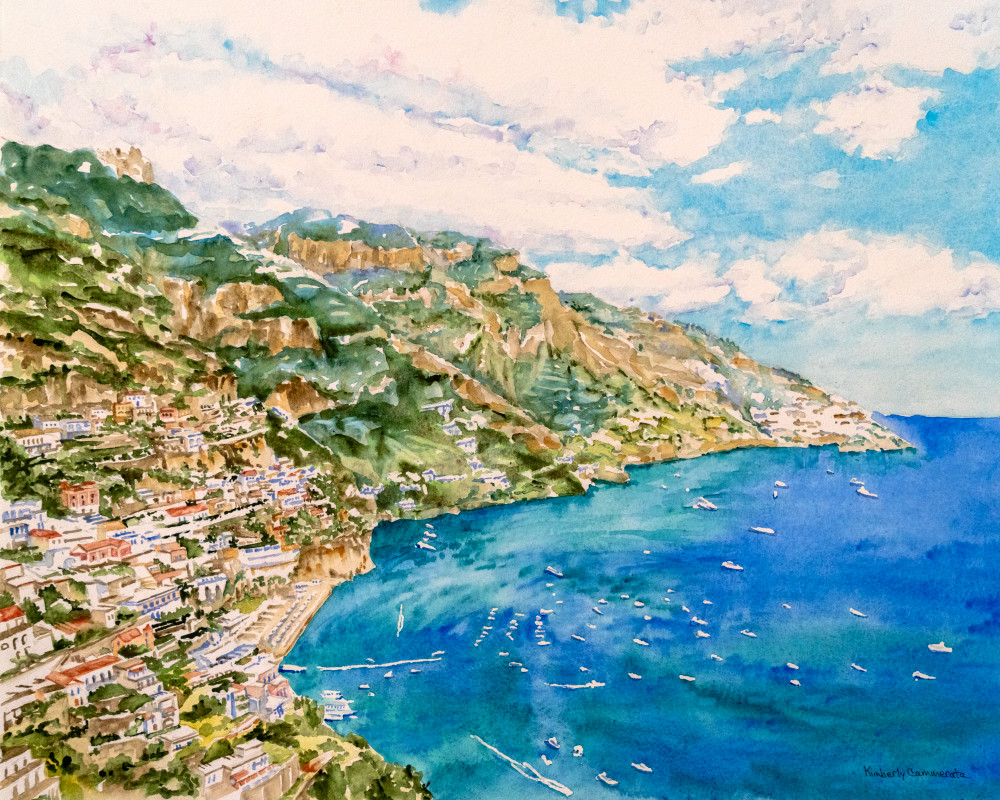 Positano Della Costiera Amalfitana Art | Kimberly Cammerata - Watercolors of the Sun: Paintings of Italy