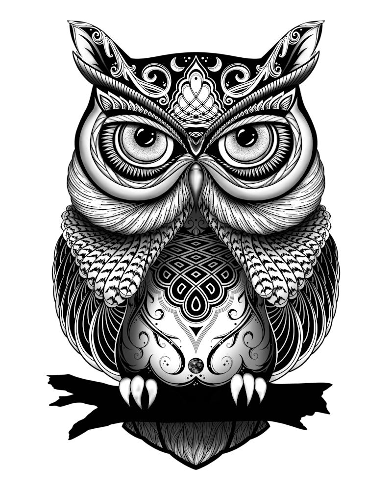 graphic horned owl