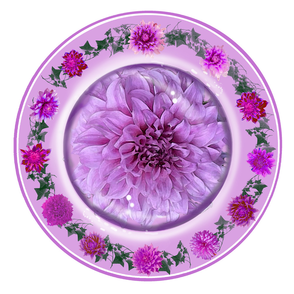 Lavender Dahlia Plate  Art | Art from the Soul