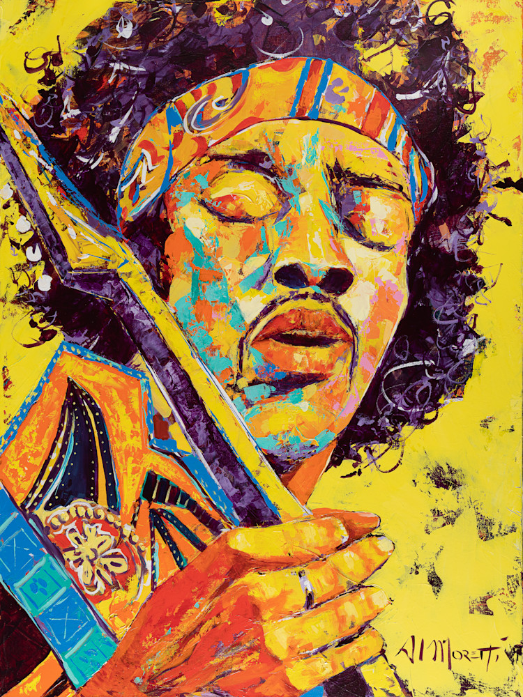 Jimi Hendrix On Fire Painting by Al Moretti