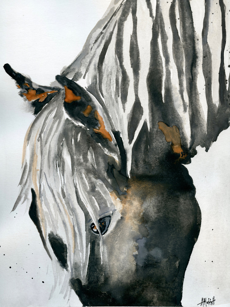 Giclee Print Dark Horse Head Down by April Moffatt

