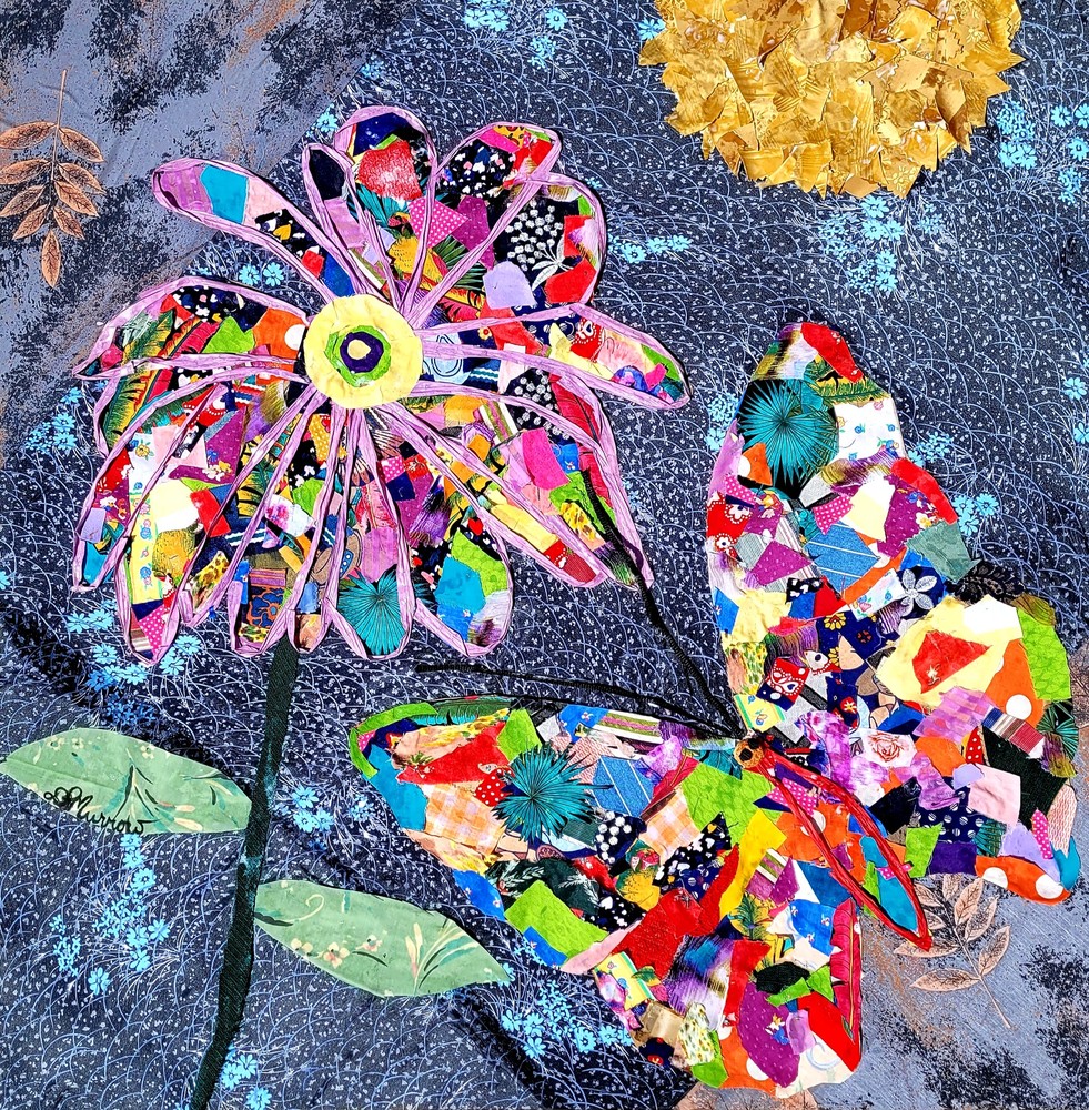 Butterfly Fabric Art Collage