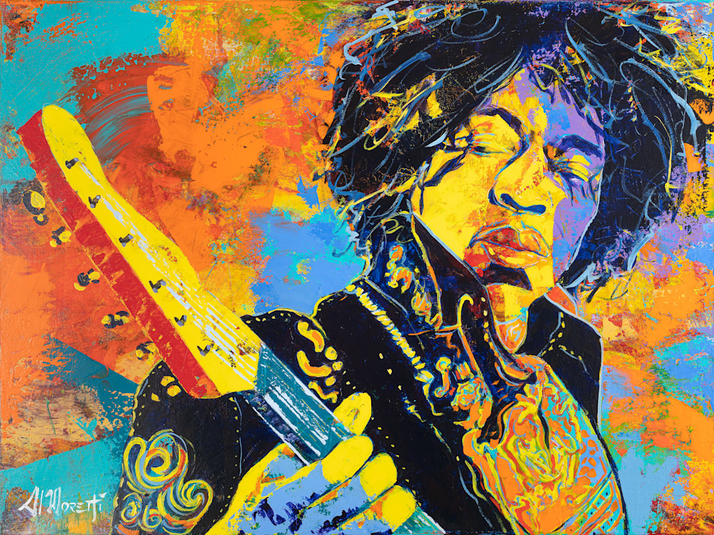 Jimi Hendrix, More Purple Haze painting by Al Moretti