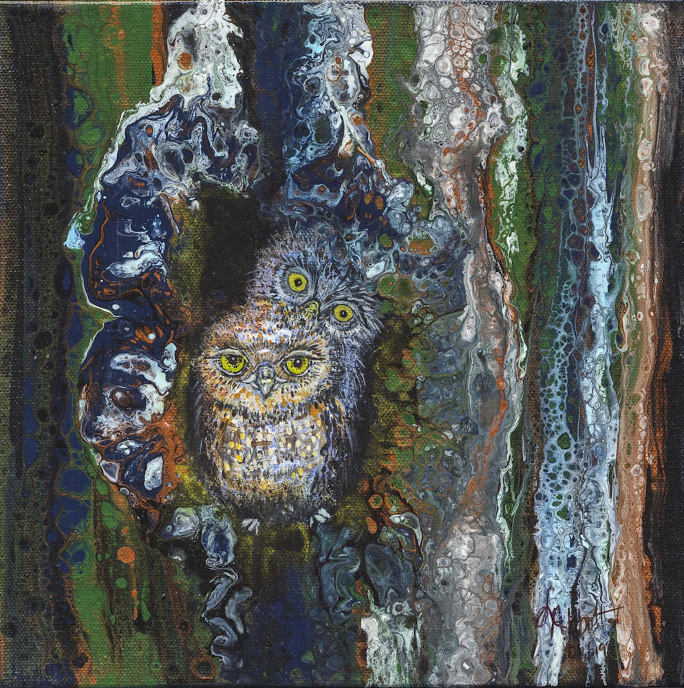 Owlets In Tree 500 Art | lisaabbott.art