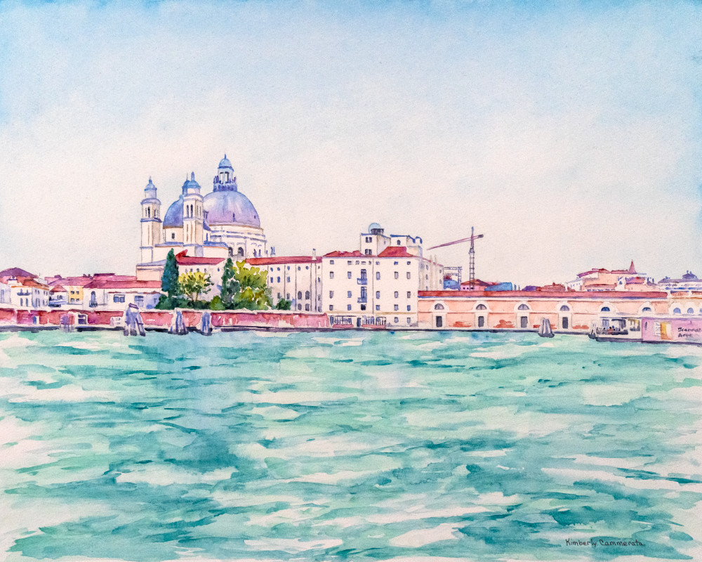 La Basilica Di Santa Maria Della Salute, Venezia Art | Kimberly Cammerata - Watercolors of the Sun: Paintings of Italy