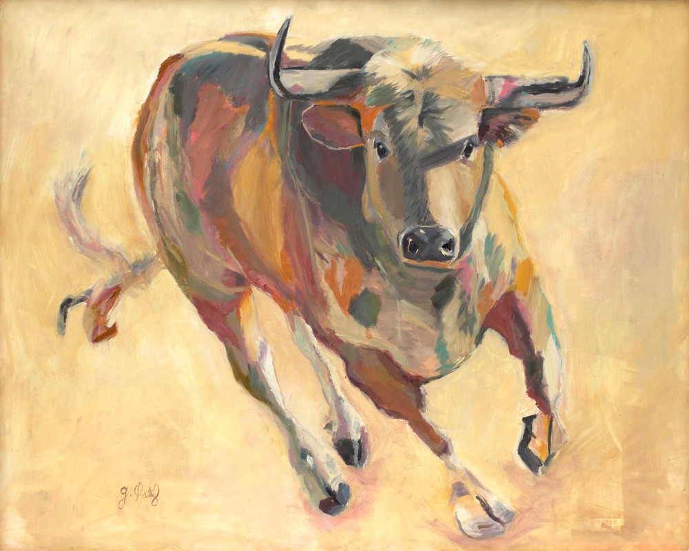 Charging Tan Bull   Top Seller 🌟 Art | Gabriela Ortiz Art and Design