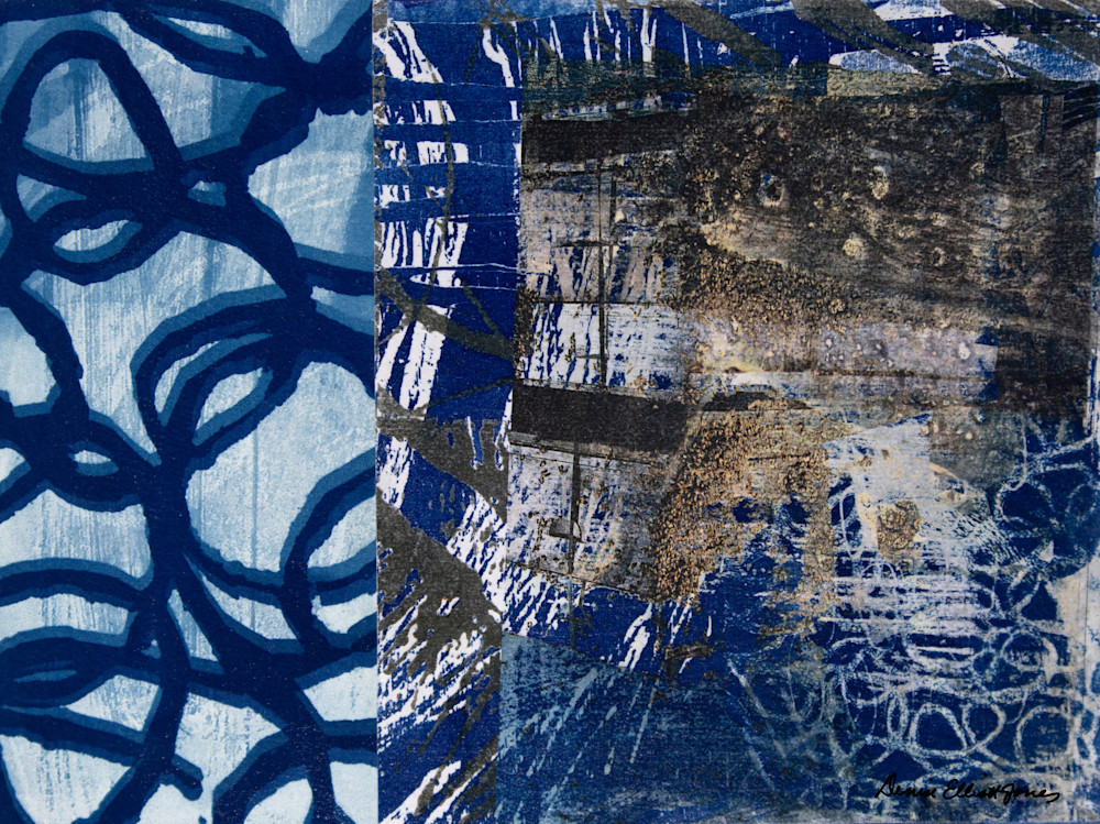 Blue Tone Contemporary Abstract by Denise Elliott Jones.