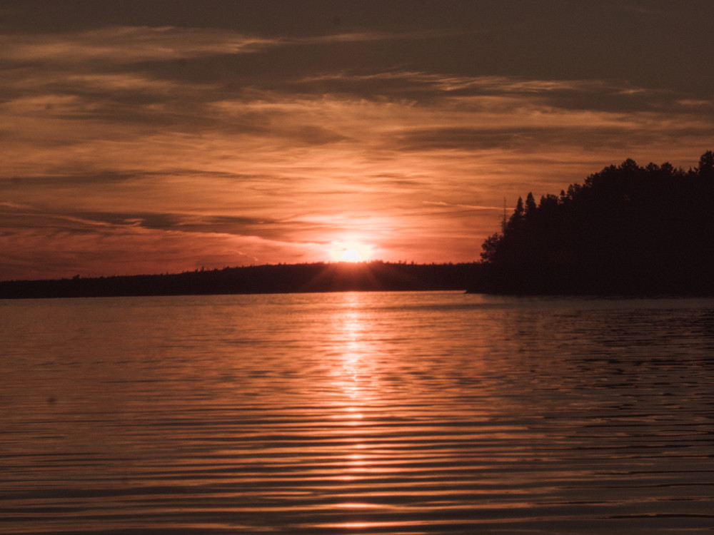 Striking Copper Sunset on Lake Pakwash, Ontario, Canada