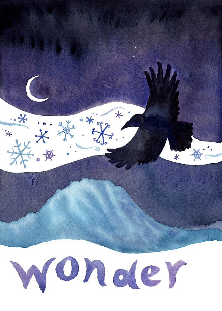 Alaska Raven and Snow above Mountain