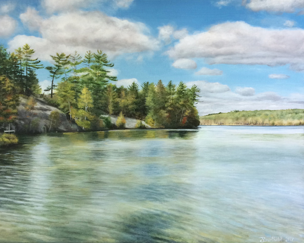 Realistic Acrylic Landscape Painting of the Battle Point landing on Lake Duborne, (Blind River, Ontario). 