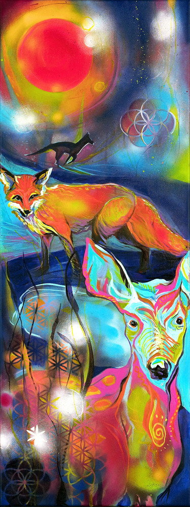 Red Moon, Fox And Deer Art | Emily Tanaka - Have to Create