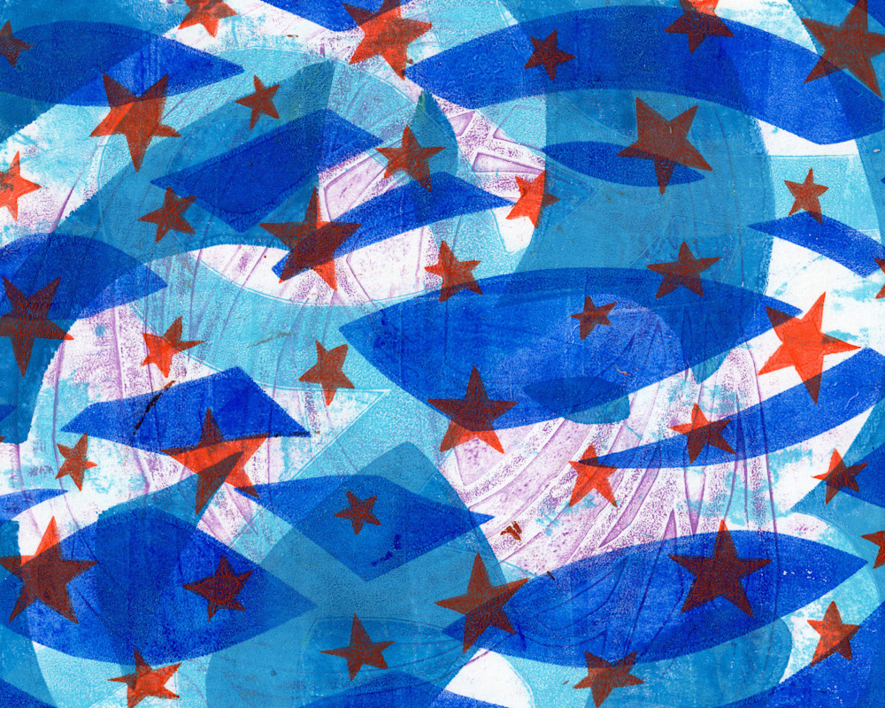 Stripes and Stars: Mixed media artwork by Jennifer Akkermans
