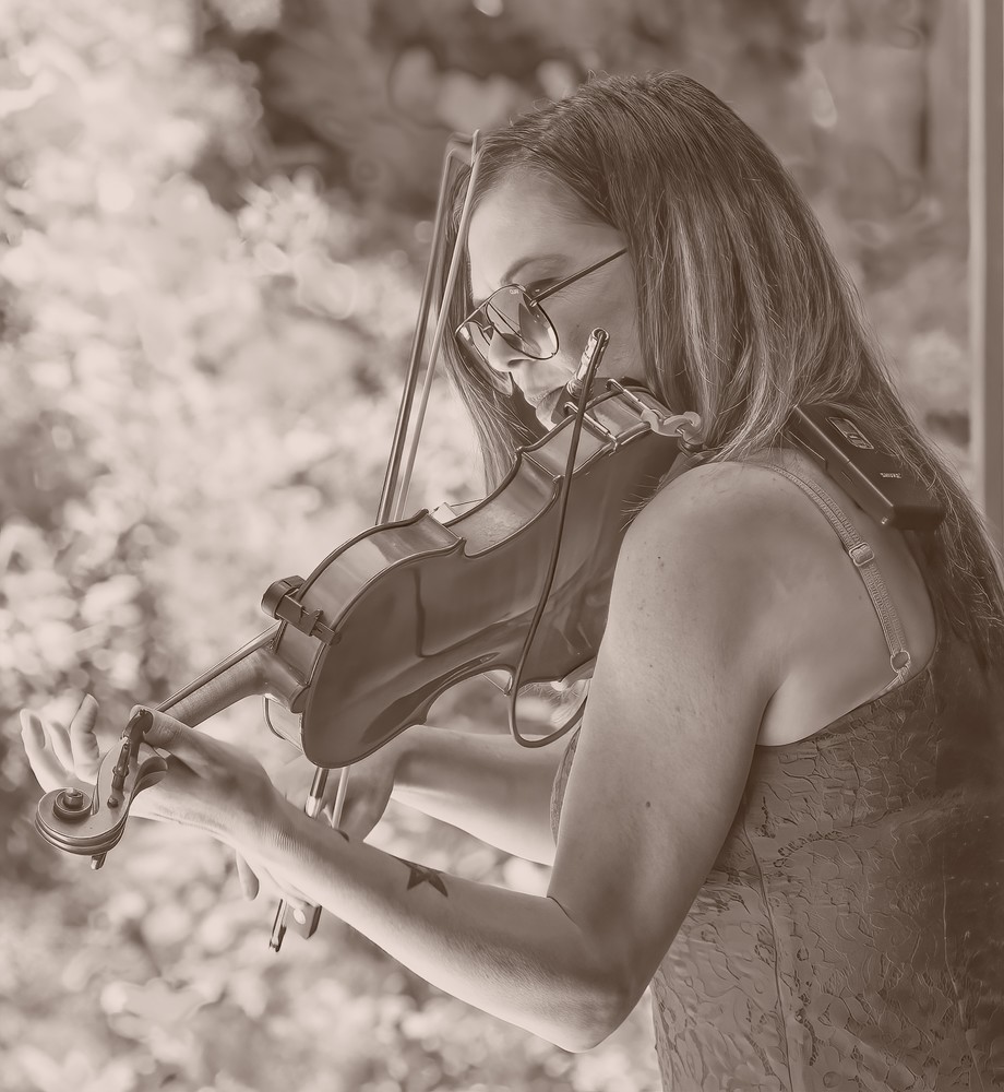 Woman In Red Dress Playing Violin Sepia Photography Art | Photoeye Inc
