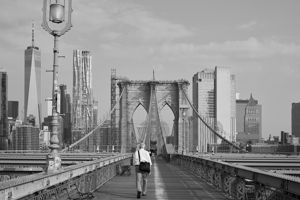 Brooklyn Bridge, Man Walking Art | Jason Homa