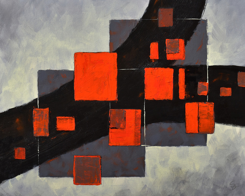 Red Squares On A Path No.1 Print Art | Skip Gosnell Artworks & Design