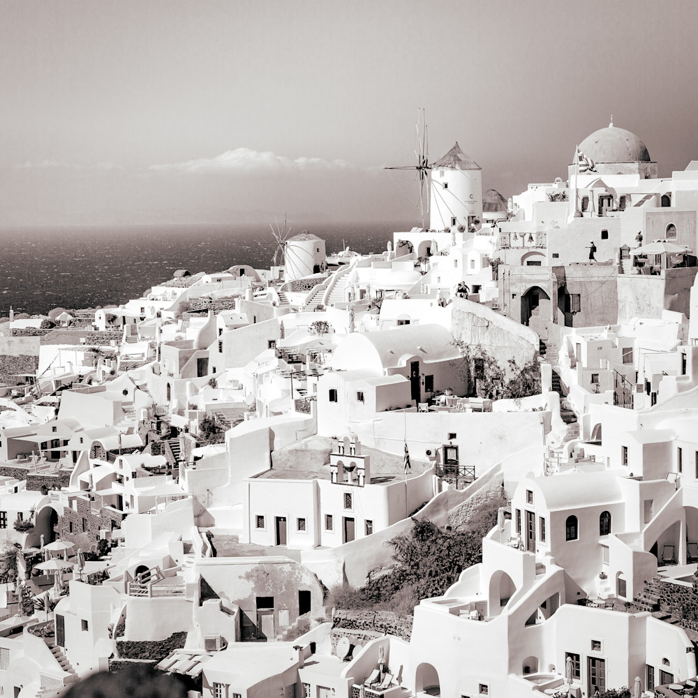Oia Windmills B And W Photography Art | Wendy Humble Photography