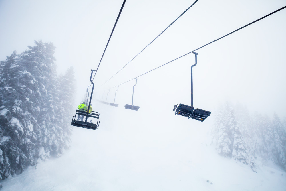 art photography prints for sale buy art online ski lift Stevens Pass Ski Resort snowy day Washington Cascades