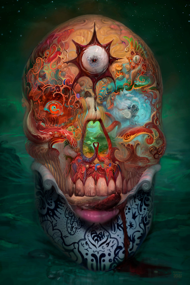 Burton Gray's painting of a phantasmagoric skull