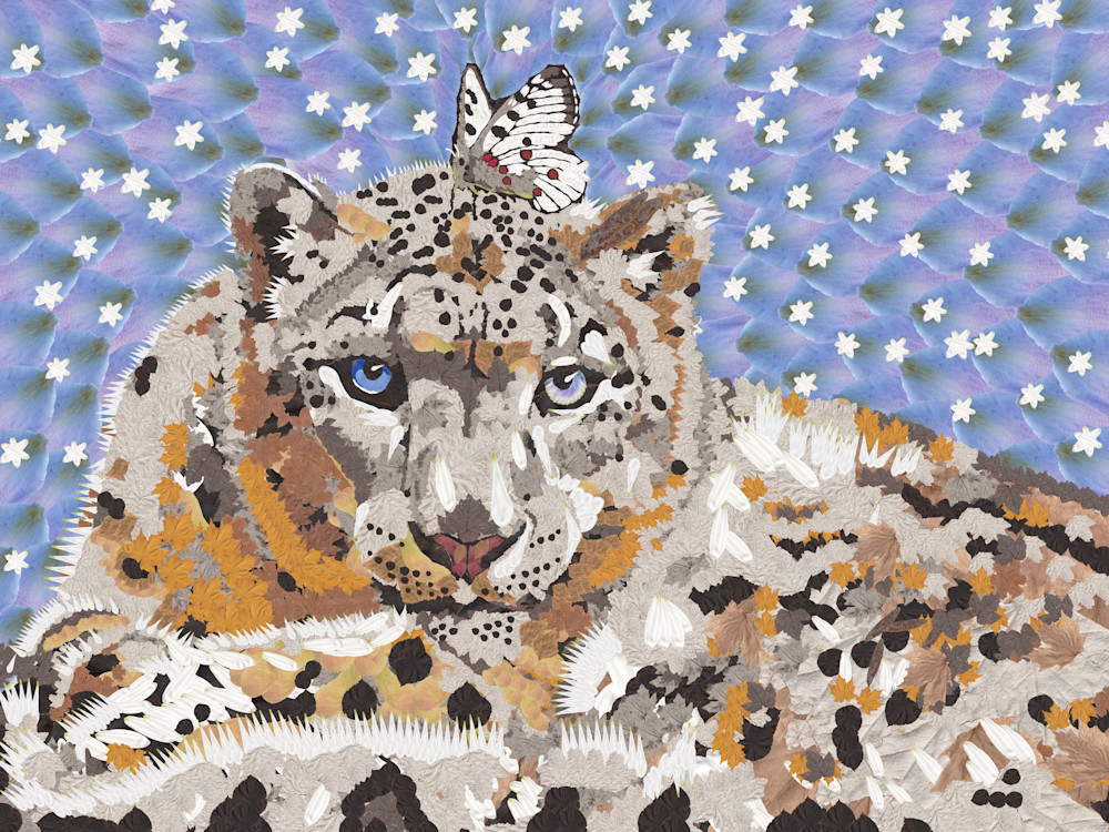 Snow Leopard & Butterfly Art | smacartist